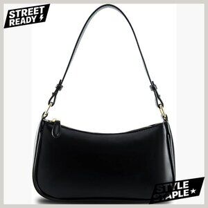 Vegan Leather Shoulder Bag with Removable Straps, 10.3 Inch Tote